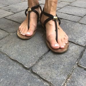 black patent leather sandals